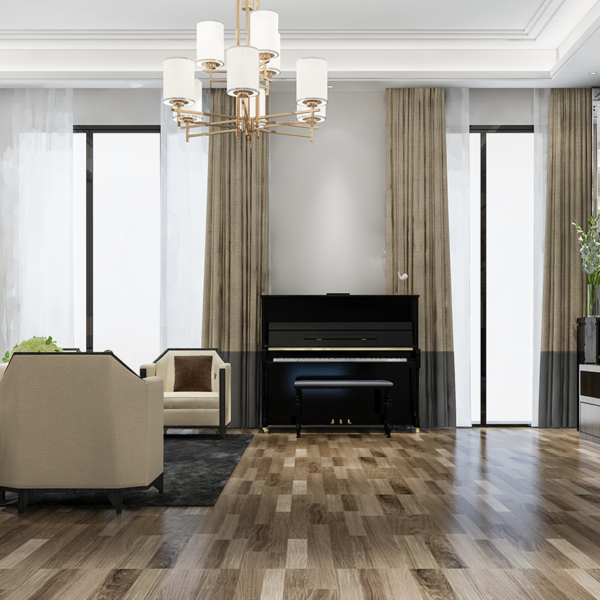 Wide shot of light wood flooring